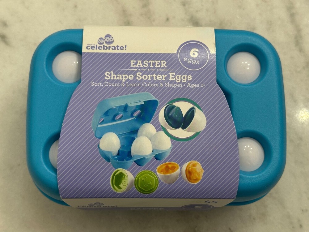 Brand New Easter Shape Sorter Eggs 6 Count Toy Sort Count Learn Basket Stuffer