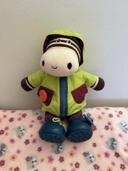 B. Toys Zebra Activity Toy, Green Jacket, Button, Zipper, Shoelace, 12″