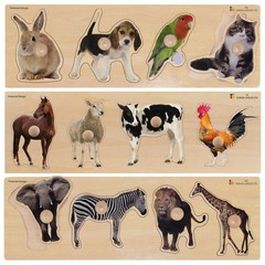 Kaplan Early Learning Large Knob Animal Puzzle Set – Set of 3