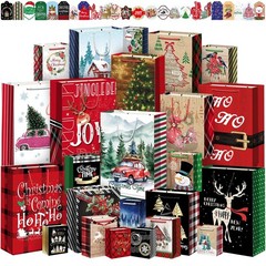 WLUSEAXI 24 Pack Christmas Gift Bags Assorted Sizes with Handles & Tags – 6 J…