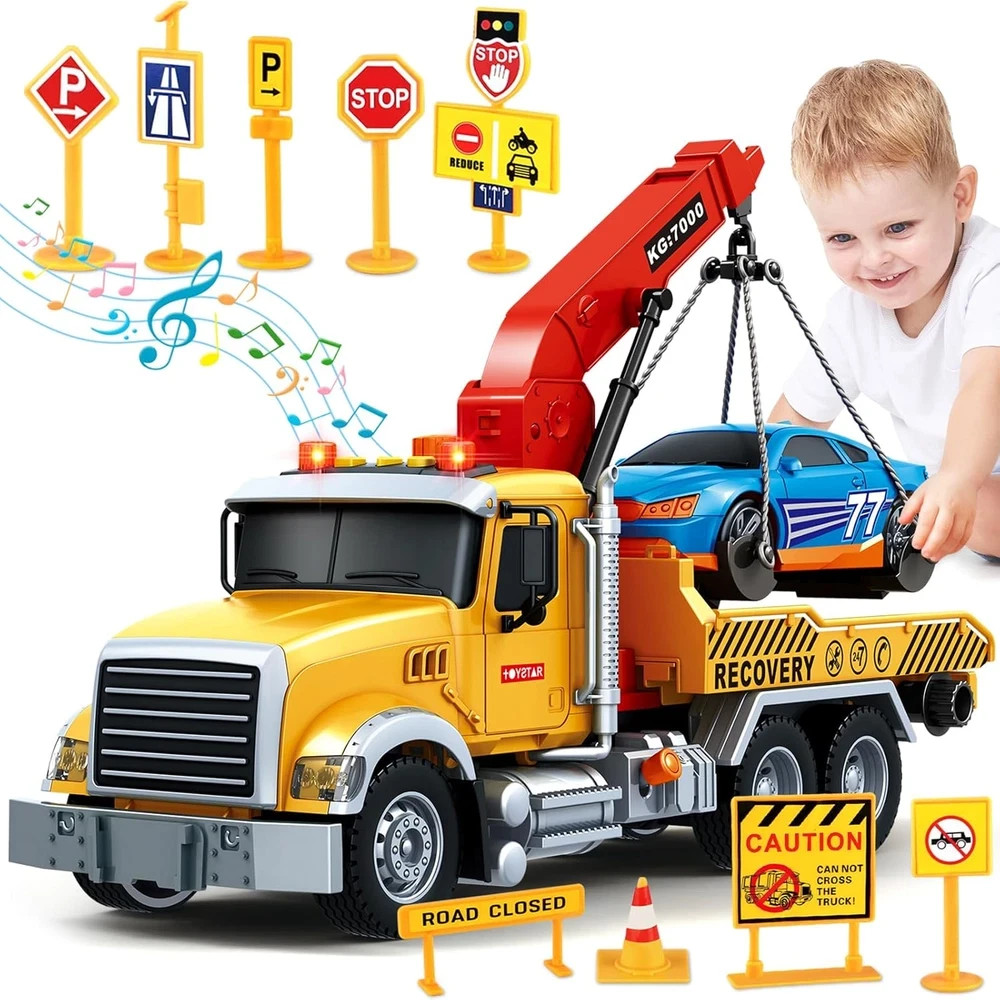 Kids Toys for 3 4 5 6 7 Years Old Boys, 15″ Large Tow Truck Toy, Friction Powere