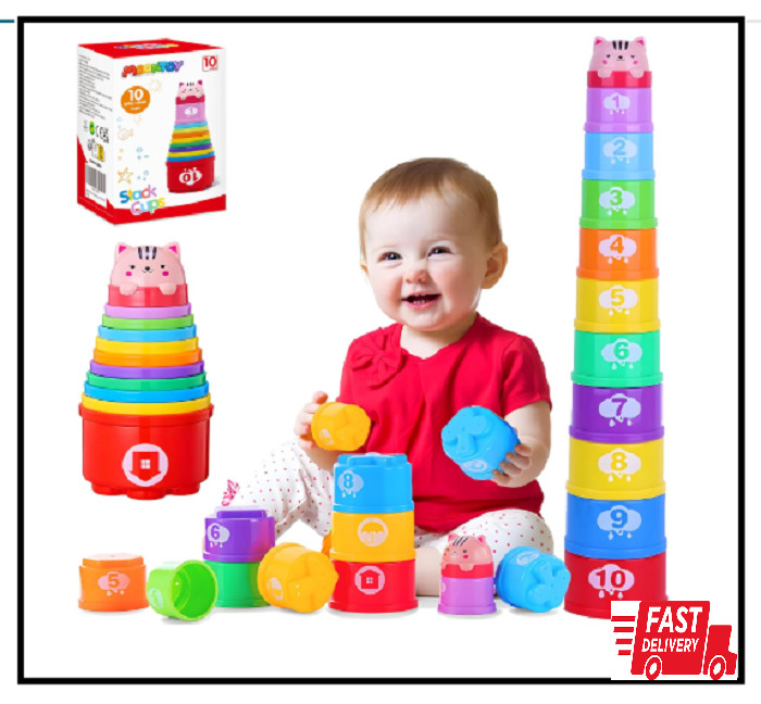 MOONTOY Stacking Cups Baby Toys 6 10 12 18 Months Montessori Toys for 1 Year