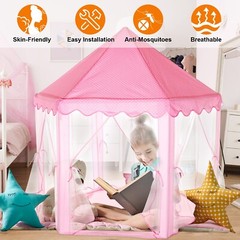 Girls Pink Princess Castle Tent Cute Playhouse Children Kids Play Tent Xmas Toys