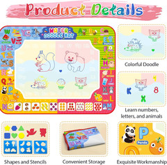 Water Doodle Mat 32×24″, Magic Drawing Toy for Kids Ages 3-8 Gift
