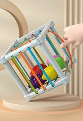 Baby Montessori Shape Sorter Cube Rainbow Colorful Blocks Educational Game Toy