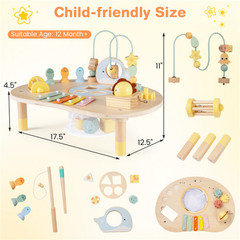 7 in 1 Wooden Baby Activity Table Multifunctional Toddler Sensory Play Center