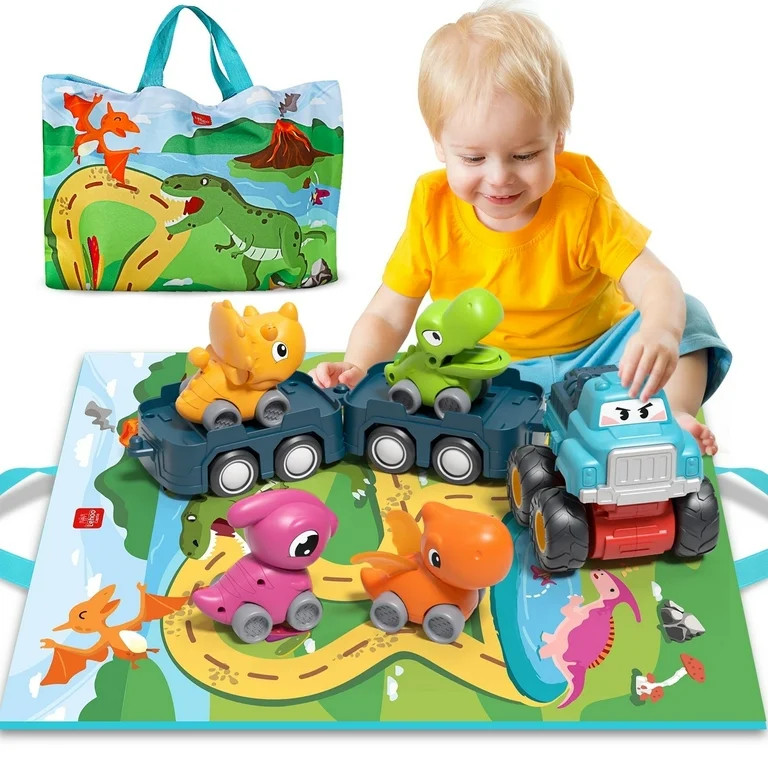 Toys for 1 2 3 Year Old Boys, Dinosaur Toy Cars For Toddlers, Pull Back Cars Bab
