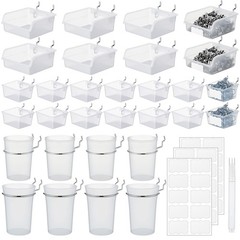 Sieral 64 Pieces Pegboard Bins Pegboard Cups with Hooks and Loops Peg Hooks A…