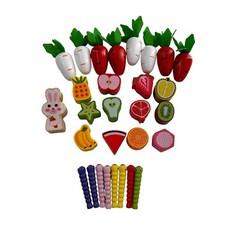 Montessori Educational Wood Food Pieces Rabbit Farm Shape Sorter Educational Toy