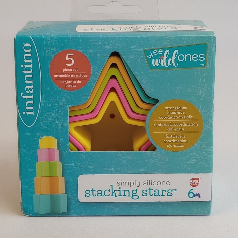 Silicone Stacking Stars 5 Set Bath Learning Toy Soft Durable Easy Counting