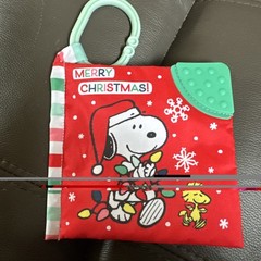 Peanuts Snoopy Holiday Soft Book & Stroller Crinkle Baby Activity Toy On Go Clip