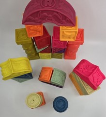 ABC Educational Baby B. Toys Stacking Building Squishy Squeaky Soft Play Blocks