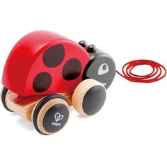 Pull Along Ladybug Toy Encourages Crawling Walking Cheerful Design Sturdy Wheels