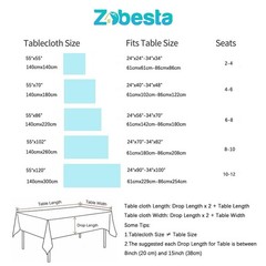 Zobesta Blue Vinyl Tablecloths for Rectangle Tables 55 x 70 Inch, Blue Waterp…