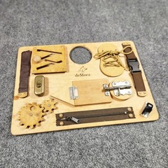 Democa Montessori Busy Board Sensory Toy For Toddlers Education Wood Rustic