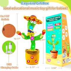 Rechargeable Dancing Talking Cactus Toy – Volume Adjustable, Mimics Speech, Fun