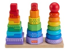 Fisher Price Wooden Stacking Shape Sorter, 26 Pieces, 18M+