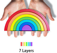 TUOWITA Wooden Rainbow Stacking Toy, Wood Stacker Arch Game, Montessori Arch Bri