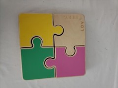 Lovery 4 piece color chunky wooden shapes puzzle Montessori toy 7″ motor skills