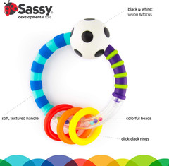 Sassy Ring Rattle | Developmental Baby Toy for Early Learning | High Contrast |
