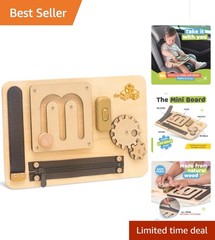 Wooden Fidget Activity Board for Toddlers 1-3 – Promotes Motor Skills & Learning