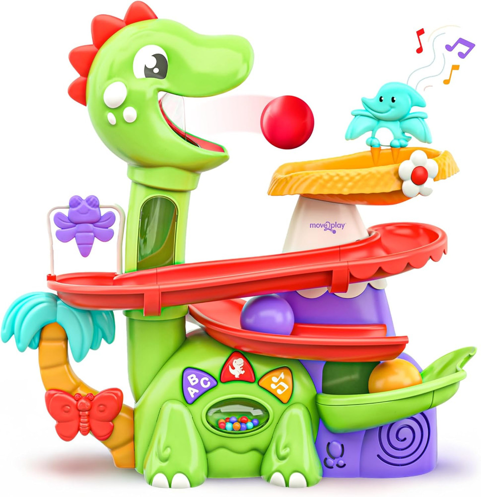 Move2Play, Air-Powered Dinosaur Ball Popper | 30+ Songs, Sayings, & Lights | Bab