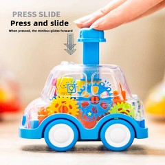 Baby Toy Cartoon Press Gear Car Toy Lnertia Pull-back Transparent Car Inertia