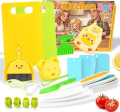 Complete Toddler Kitchen Toys Set: 20 Pcs with Safe Knives & Cleaning Tools