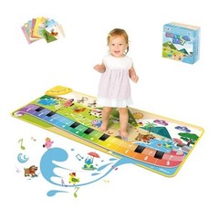 Toddler Toys Floor Piano Mat with 61 Animal Music Sounds, Baby Kid Beige