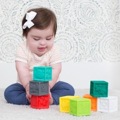 Infant Squeeze Stack Blocks 8pc Sensory Textured Educational Baby Toy Shapes
