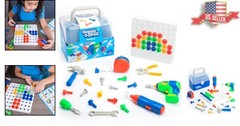Portable STEM Construction Playset: Design & Drill Toolbox with Electric Tools