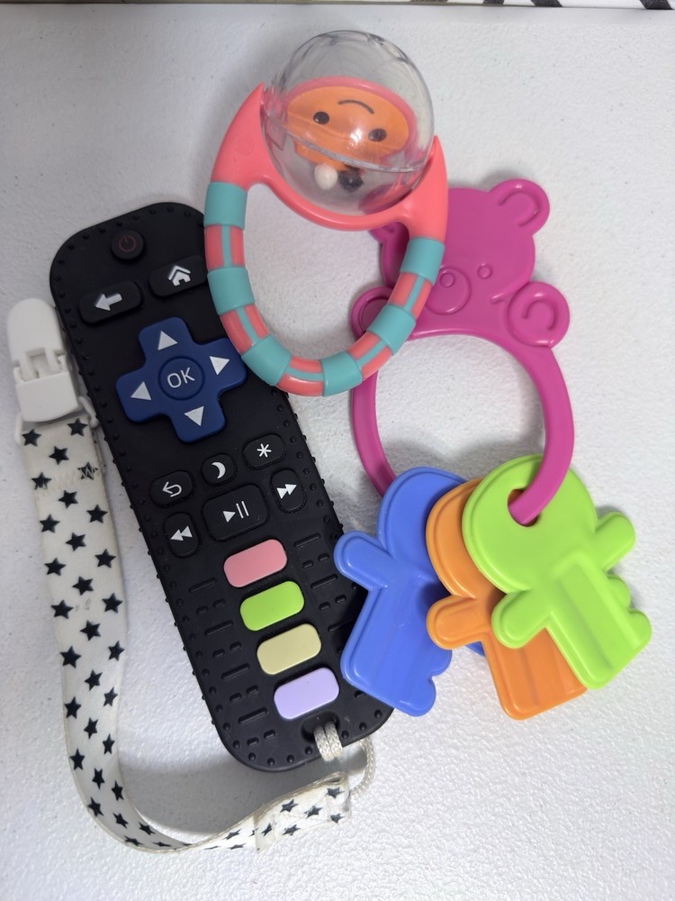 Remote Control, Handhold Happy Face Rattle Bear Baby Keys 3pc Baby Toys 6053