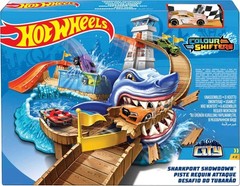 Hot Wheels Toy Car Track Set, Color Shifters Sharkport Showdown with 1 :64 Scale