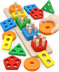 Non-Toxic Wooden Sorting & Stacking Puzzle – Ideal Gift for Toddlers 2-3