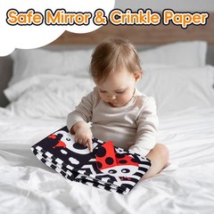 Cawgug Black and White High Contrast Baby Toys for Compact,