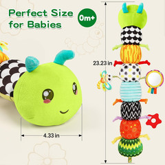 Baby Toys Musical Caterpillar for 0-12 Months, Infant Stuffed Animal with Mirror