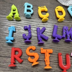 Rubber Suction Cup Alphabet & Numbers Toy Characters. Learning, Sensory Toys