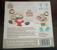 Little Town 2-Pack Wooden Puzzles 11-Piece Lady Bug & Insects, 18+ Months