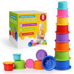 Colorful Stacking Cups for Babies and Toddlers, 8 PCS Nesting and Stackable