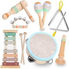 Kids Musical Instruments Set, Neutral Colors Wooden Montessori Toys |