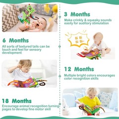 Baby Books Toys, Touch and Feel Crinkle Cloth Book for Infant Baby 0-3-6-12-1…