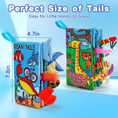 Baby Sensory Books 2PCS Fabric Jungle Marine Tails Tummy Time Play