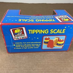 New Peek-A-Babe Tipping Scale Wood Stacking Rings Balance Toy Primary Colors