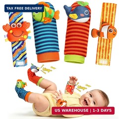 Baby Toys 0-6 6-12 Months, Baby Wrist Rattle Socks and Foot Finder Set, Baby Dev