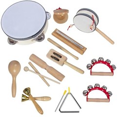 Wooden Musical Instruments Set for Toddlers 1-3, Natural Wood Small – Log Color