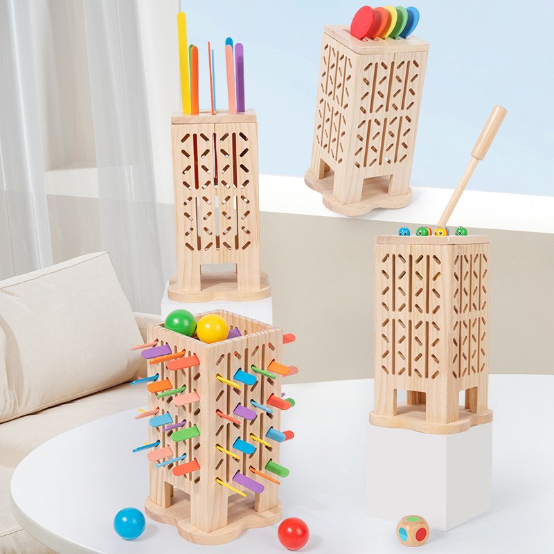 Montessori Wooden Object Permanence Box Drop Toy Fine Motor Skills Baby 6-12M