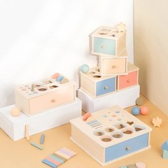 Montessori Toys for 1-3 Year Old Color Sorting Wooden Drawer Box Toy for Toddler