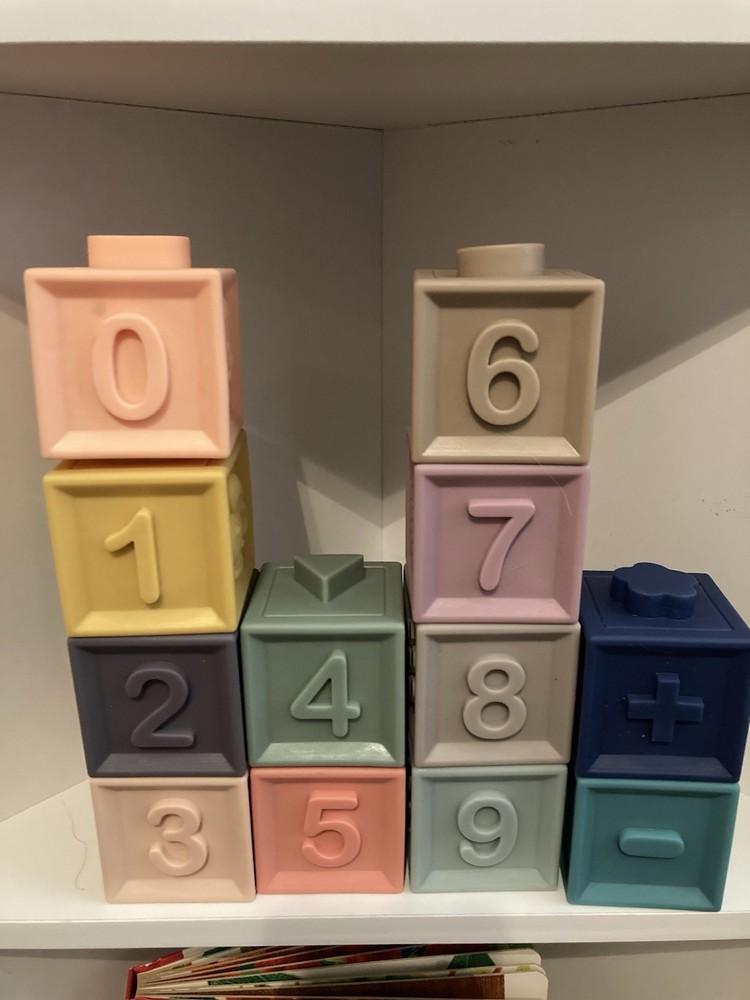 Baby Building Blocks Numbers Shapes Stacking Teething Montessori Soft Silicone