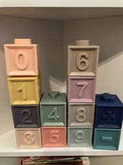 Baby Building Blocks Numbers Shapes Stacking Teething Montessori Soft Silicone