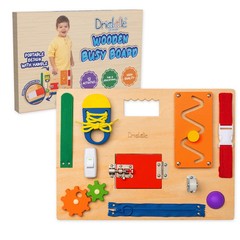 Busy Board – Wooden Montessori Activity Board for Toddlers & Kids – 12 Educat…